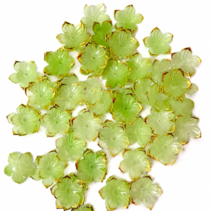 green sakura Flower Charms – Premium Gold Rim Acrylic Beads for DIY Jewelry & Crafts(pack of 20)