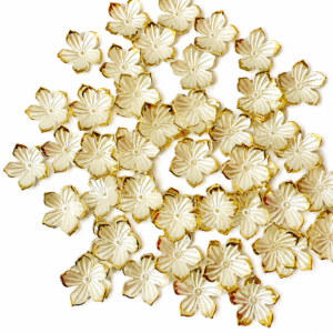 White sakura Flower Charms – Premium Gold Rim Acrylic Beads for DIY Jewelry & Crafts(pack of 20)