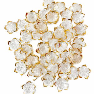 transparent sakura Flower Charms – Premium Gold Rim Acrylic Beads for DIY Jewelry & Crafts(pack of 20)