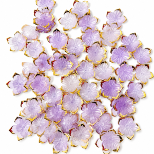 Lavender sakura Flower Charms – Premium Gold Rim Acrylic Beads for DIY Jewelry & Crafts(pack of 20)