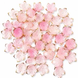 pink sakura Flower Charms – Premium Gold Rim Acrylic Beads for DIY Jewelry & Crafts(pack of 20)