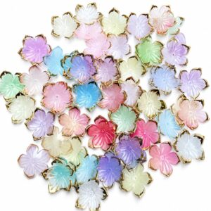 Pastel sakura Flower Charms – Premium Gold Rim Acrylic Beads for DIY Jewelry & Crafts(pack of 20)