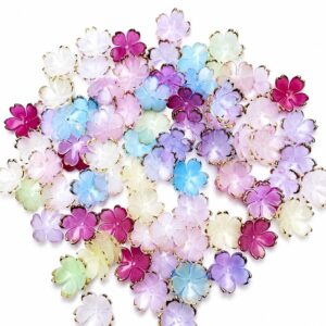 Pastel Resin Flower Charms – Premium Gold Rim Acrylic Beads for DIY Jewelry & Crafts (pack of 50)