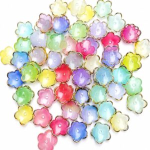 Pastel Bloom Resin Flower Charms – Premium Gold Rim Acrylic Beads for DIY Jewelry & Crafts (pack of 25)