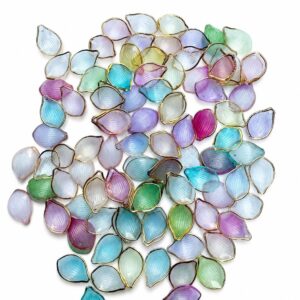 Golden Dewdrop Leaf Charms – Premium Pastel Acrylic Pendant Beads for DIY Jewelry Making(pack of 30)