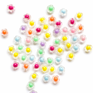 Flower beads Crystal Glow Premium Acrylic Charms for DIY Jewelry Making & Creative Craft Projects(pack of 20)