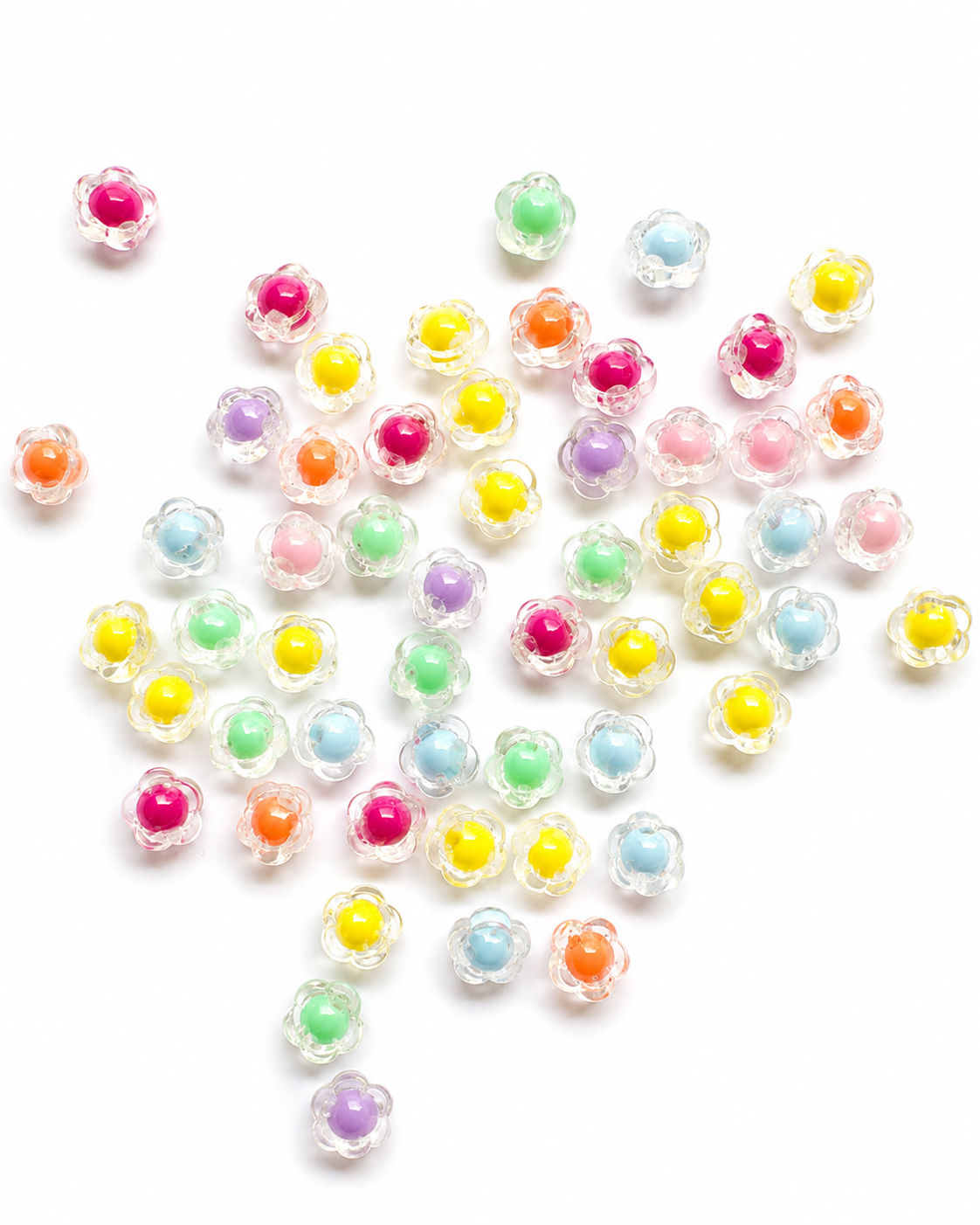 Flower beads Crystal Glow Premium Acrylic Charms for DIY Jewelry Making & Creative Craft Projects(pack of 20)