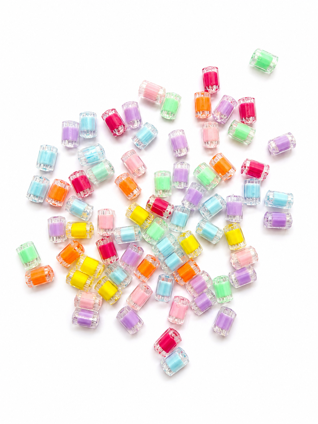 Pipe beads Crystal Glow Premium Acrylic Charms for DIY Jewelry Making & Creative Craft Projects(pack of 20)