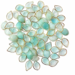 blue Leaf Shape Acrylic Beads with Metallic Border for Jewellery Making & DIY Crafts