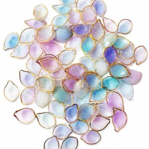 Lavender Leaf Shape Acrylic Beads with Metallic Border for Jewellery Making & DIY Crafts