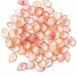 pink peach Leaf Shape Acrylic Beads with Metallic Border for Jewellery Making & DIY Crafts
