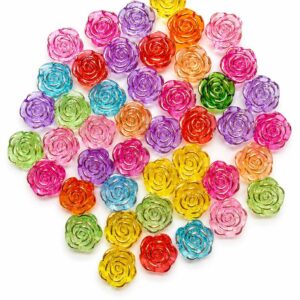 Transparent Rose Flower Acrylic Beads for Jewellery Making & DIY Crafts (Mixed colour)