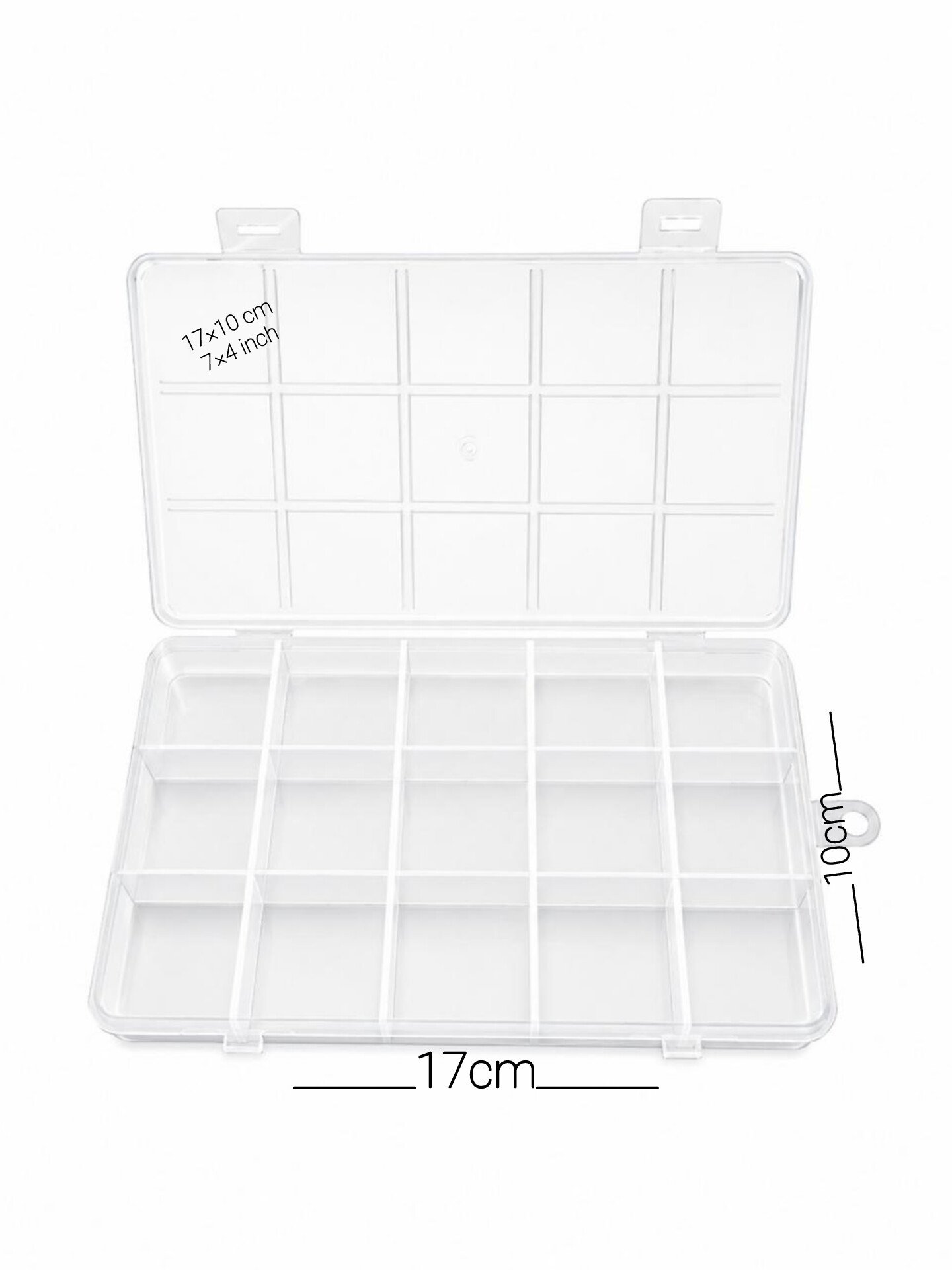 grid storage box Multi-Purpose Storage Organizer Box | 15 Compartments Portable Beads & Jewelry Container - Image 2
