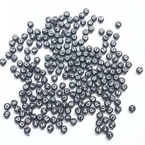 Black Alphabet Letter Beads for Jewelry Making & DIY Crafts