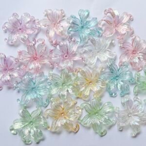 Hand-Cuff Flower Acrylic Charms – Iridescent Floral Charms for Jewelry Making & DIY Crafts