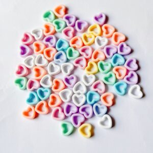 Pastel Open Heart Beads – Cute Acrylic Heart Spacer Beads for Jewelry Making & DIY Crafts
