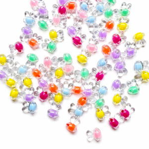 Cute Bunny Head Acrylic Charms – Multicolor Transparent DIY Craft Embellishments