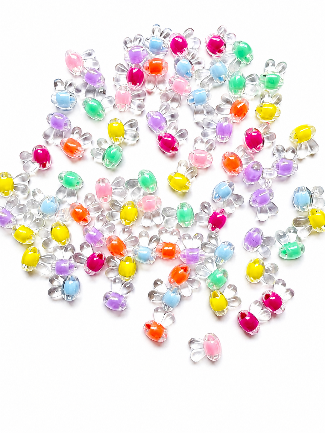 Cute Bunny Head Acrylic Charms – Multicolor Transparent DIY Craft Embellishments