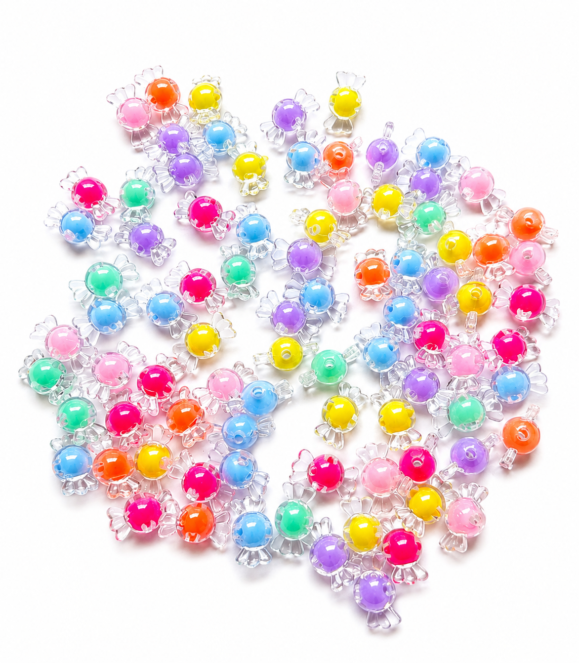 Cute Candy Shape Acrylic Beads – Multicolor Transparent DIY Jewelry & Craft Beads