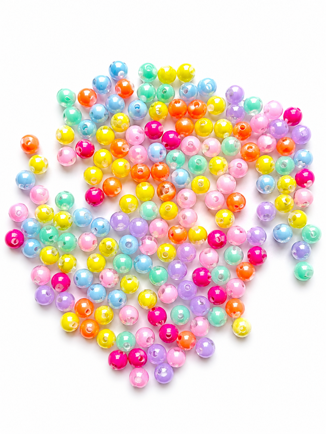 Multicolor Pastel Acrylic Round Beads โ Glossy DIY Jewelry Making & Craft Beads