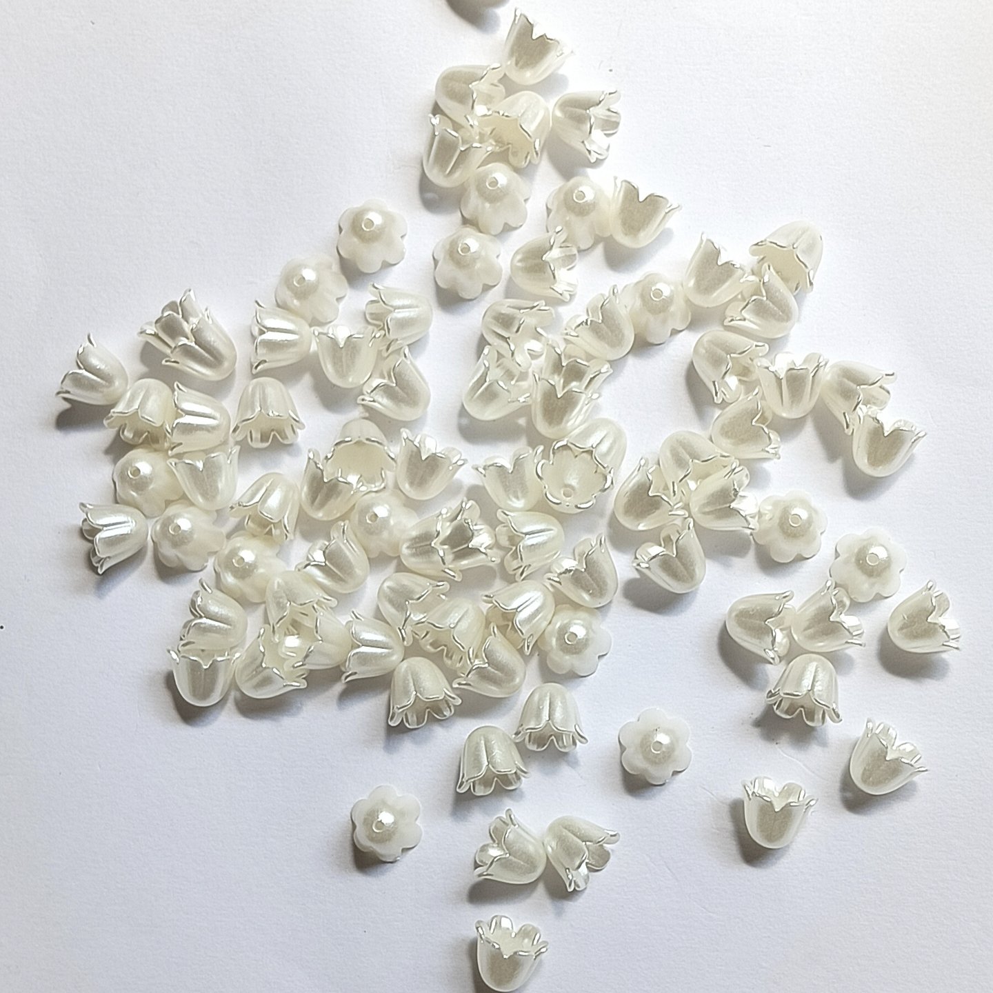 Ivory Pearl Flower Bead Caps for Jewelry Making,tulip beads - Image 2
