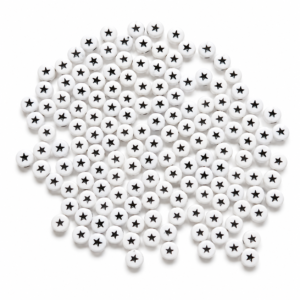 White Star Round Acrylic Beads for DIY Jewelry Making & Craft Supplies