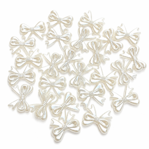 Pearl White Bow Flatback Charms beads
