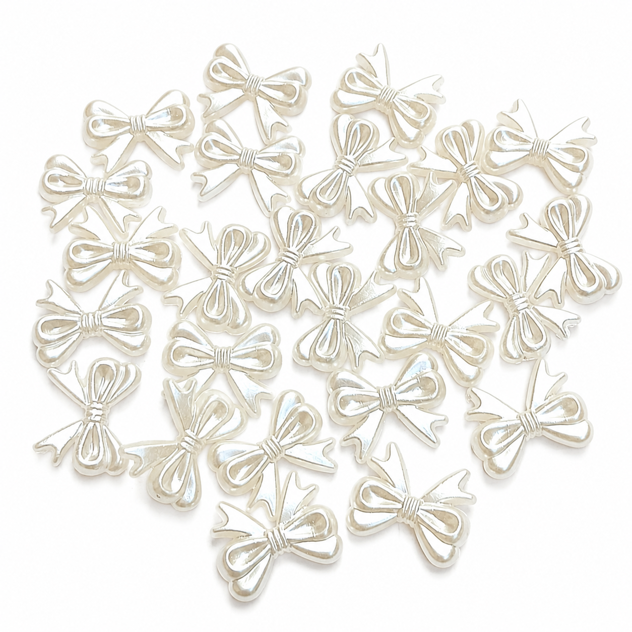 Pearl White Bow Flatback Charms beads