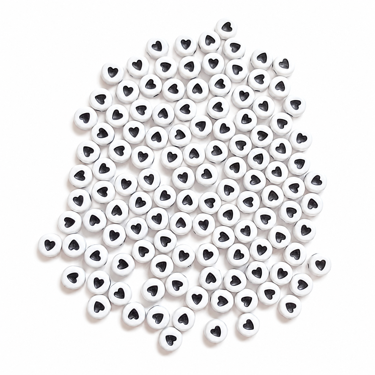 Heart Print Round Alphabet Beads