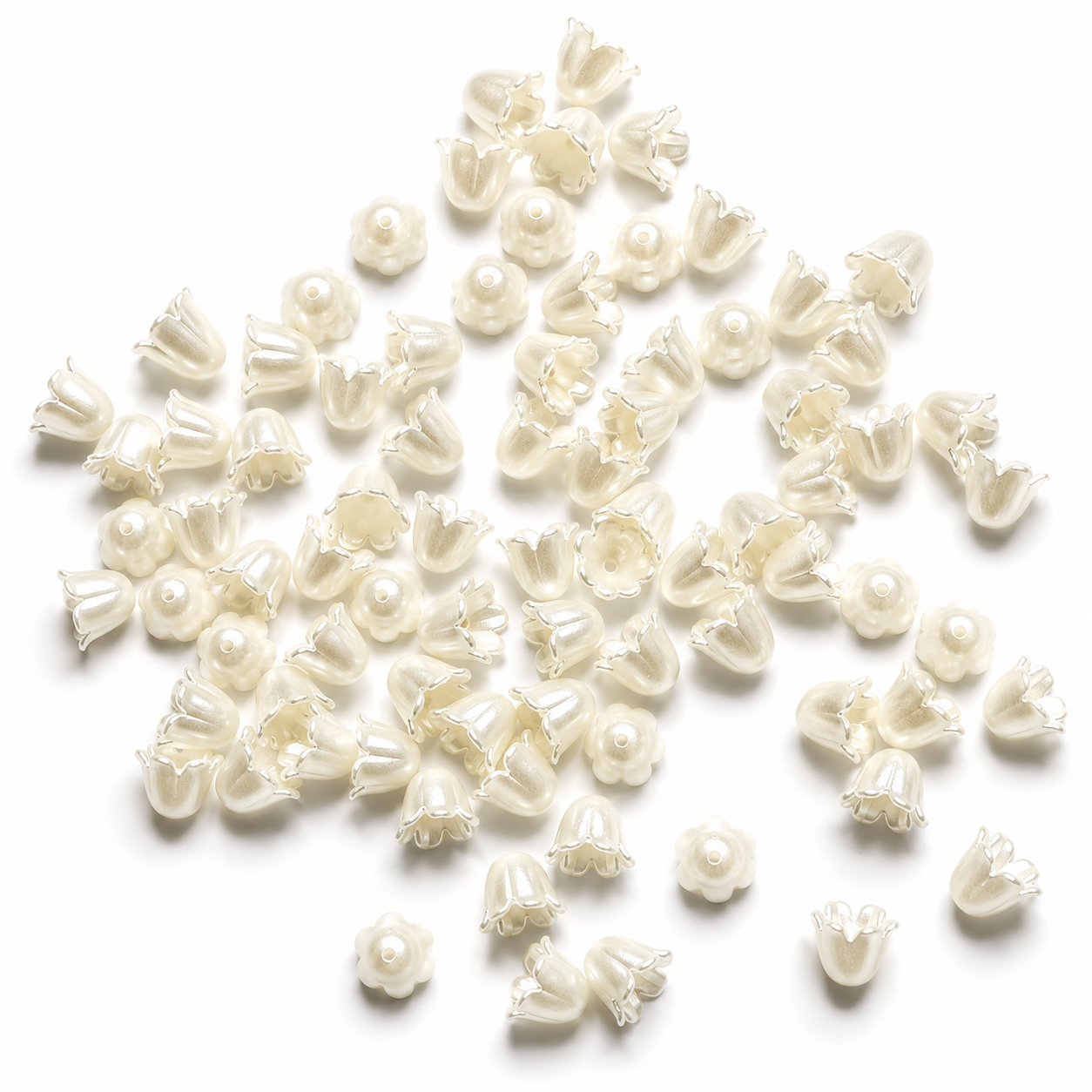 Ivory Pearl Flower Bead Caps for Jewelry Making,tulip beads