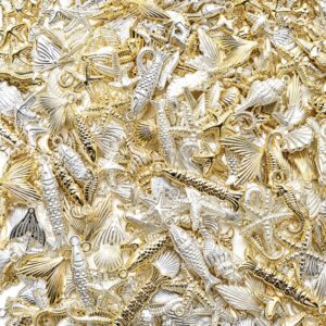 Gold Ocean Theme plastic Charms Mix for Jewelry Making mixed