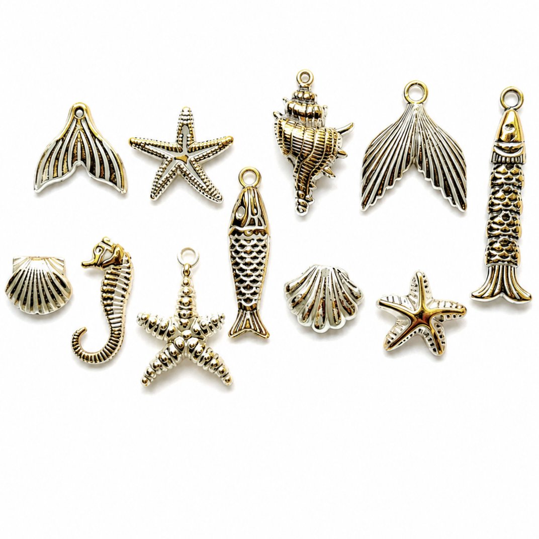 Gold Ocean Theme plastic Charms Mix for Jewelry Making mixed - Image 2