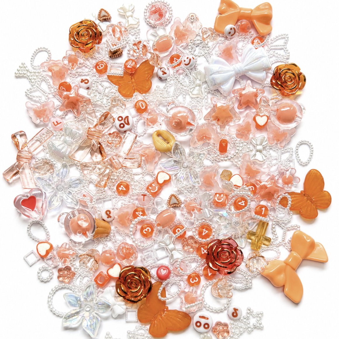 carrot orange colour Beads Soup & DIY Charm Combo Pack