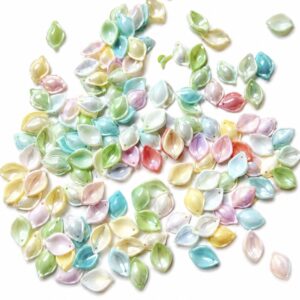 Pastel Leaf Acrylic Charms – AB Finish Leaf Beads for DIY Jewelry & Craft Making