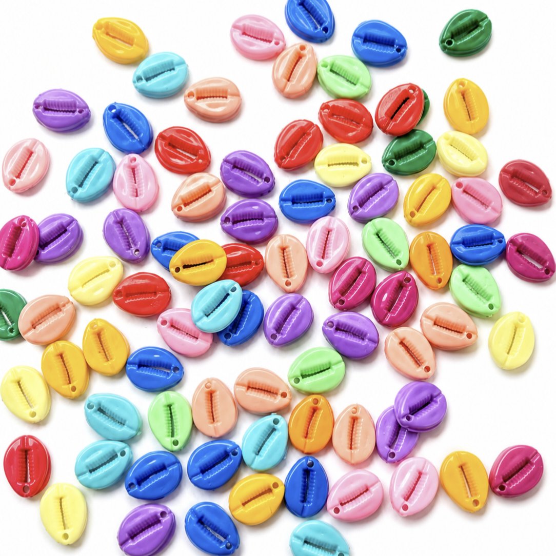 Multicolor Cowrie Shell Acrylic Charms – Ocean Style Flatback Beads for DIY Jewelry & Crafts