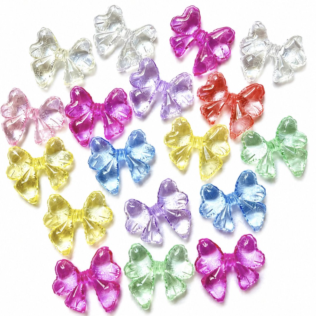Transparent Multicolor Bow Acrylic Cute Ribbon Charms for DIY Crafts