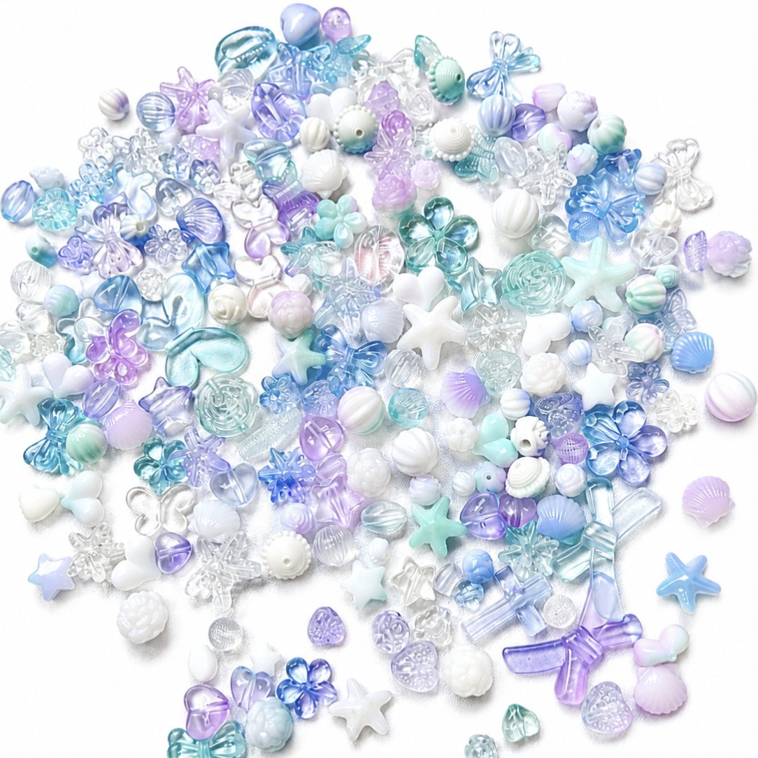 Lavender blue colour Beads Soup & DIY Charm Combo Pack
