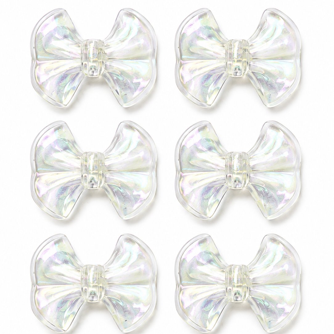 Transparent AB Bow Flatback Acrylic Ribbon Charm for DIY Craft