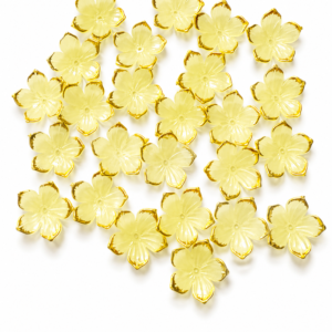 yellow sakura Flower Charms – Premium Gold Rim Acrylic Beads for DIY Jewelry & Crafts(pack of 20)