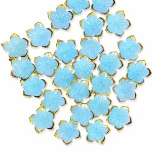 blue sakura Flower Charms – Premium Gold Rim Acrylic Beads for DIY Jewelry & Crafts(pack of 20)