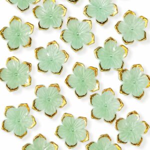green sakura Flower Charms – Premium Gold Rim Acrylic Beads for DIY Jewelry & Crafts(pack of 20)
