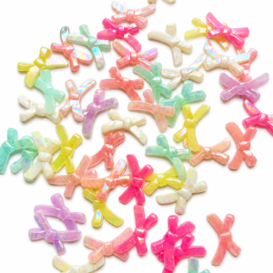 Pastel AB bow Acrylic Charms for Jewellery Making (Mixed Colours)