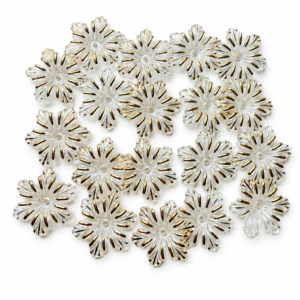 Golden boader line flower beads