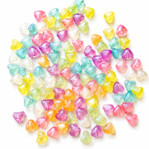 Pastel AB mini Heart Acrylic Charms for Jewellery Making (Mixed Colours)