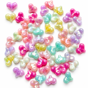 Pastel AB Heart Acrylic Charms for Jewellery Making (Mixed Colours)