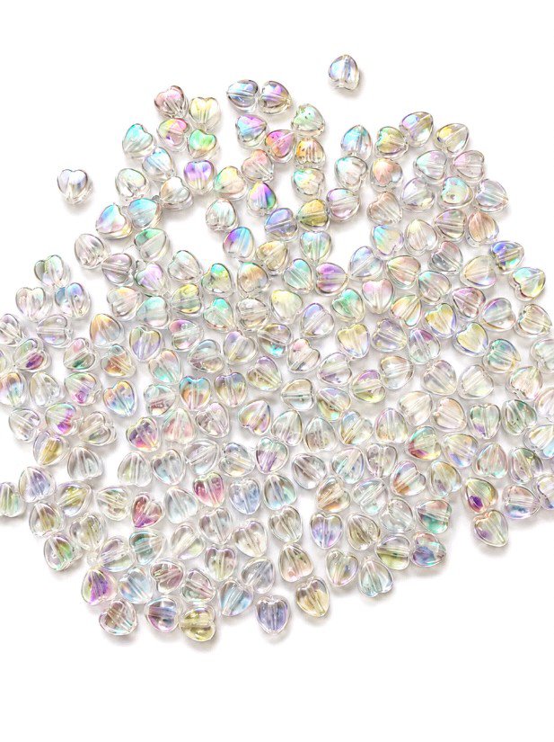 holographic heart Acrylic Beads for Jewellery Making