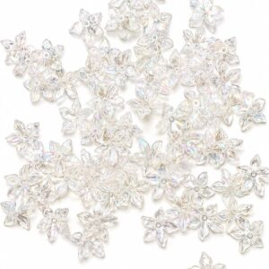 AB Crystal 5 Petal Flower Acrylic Beads for Jewellery Making