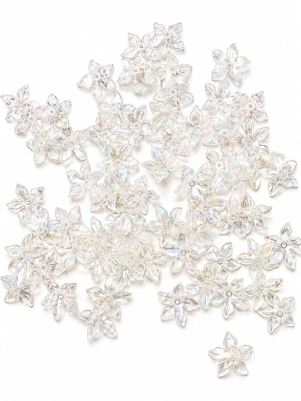 AB Crystal 5 Petal Flower Acrylic Beads for Jewellery Making