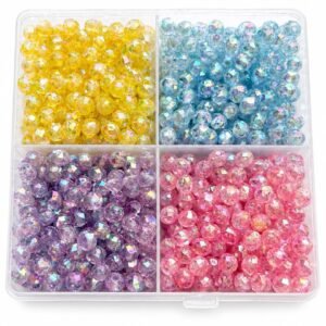 AB Crystal Round Faceted Acrylic Beads Box – Mixed Pastel DIY Jewelry Making Kit