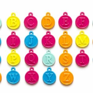 multicolour plastic alphabet charms 26 piece A-Z